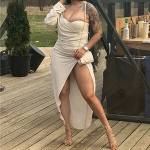 JLUXLABEL Cream One-Shoulder Dress